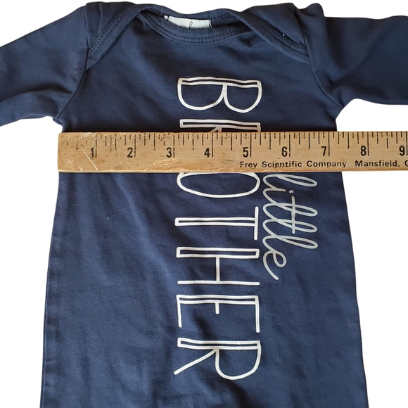Blue and White "Little Brother" Onesie. Newborn - Picture 4 of 7